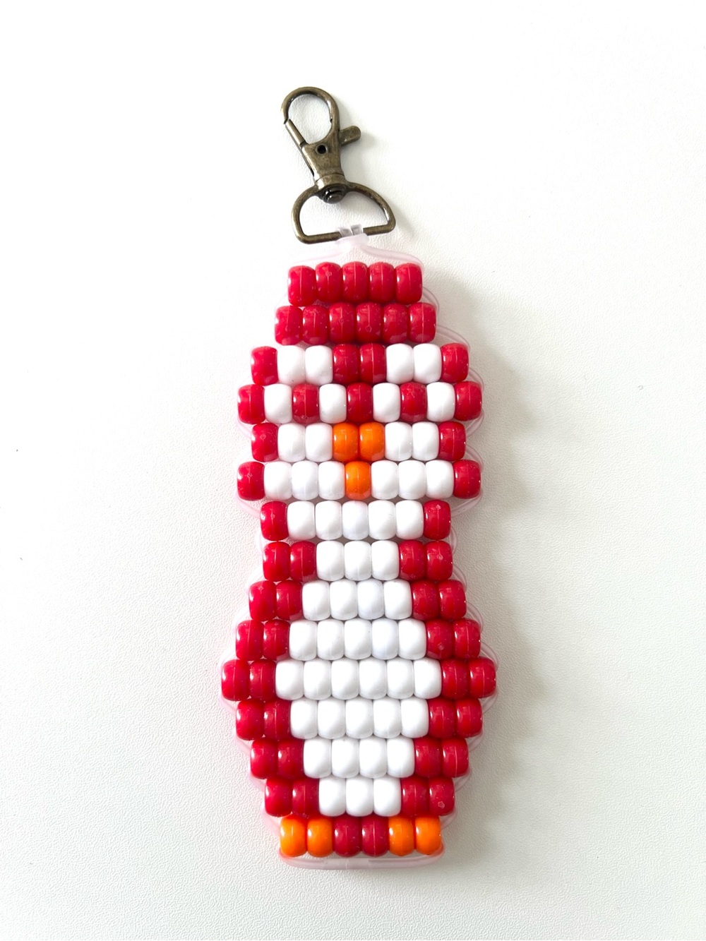 Handmade Pony Bead Penguin Keychain | Colorful Beaded Bag Charm